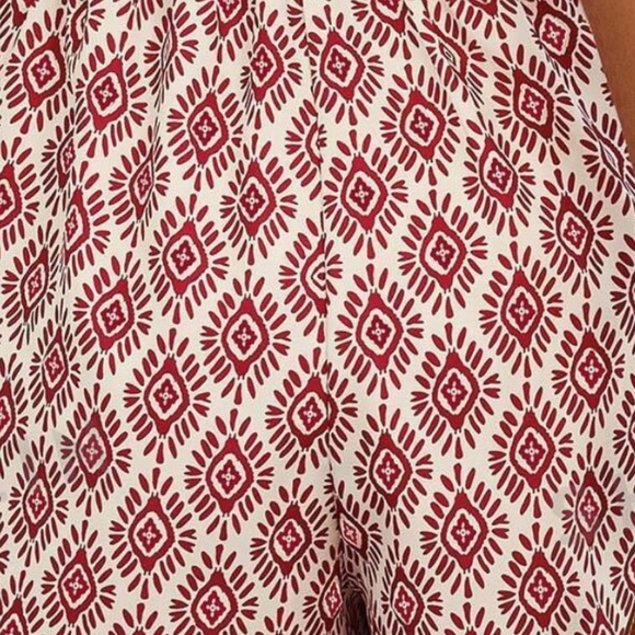 Boho Geo Print Fringe Hem Side Tie Skorts - Picture 4 of 7